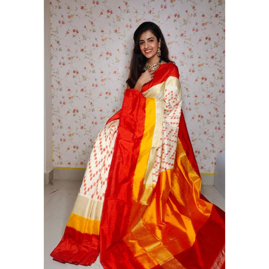 Ikkat Pochampally Handloom Pure Silk Saree with Blouse | Double Warp | Silk Mark Certified
