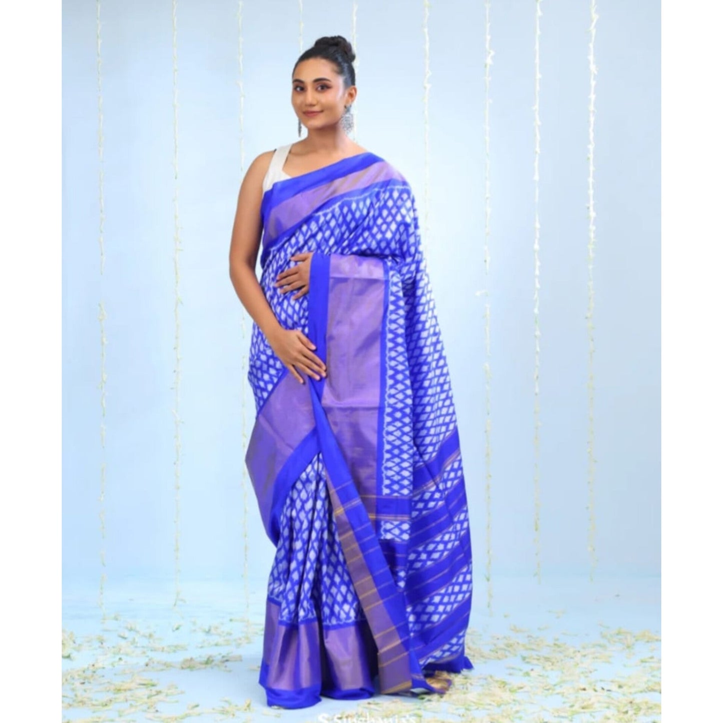Ikkat Pochampally Handloom Pure Silk Saree with Blouse | Double Warp | Silk Mark Certified