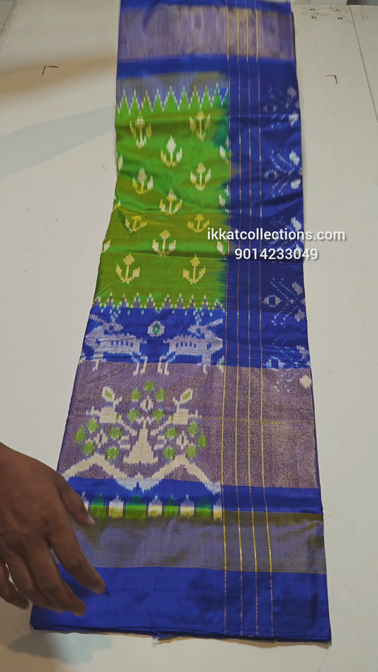 Ikkat Pochampally Handloom Pure Silk Saree with Blouse – Double Warp | Silk Mark Certified