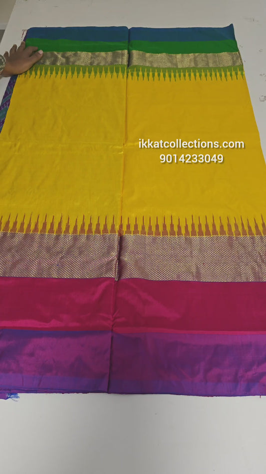 Ikkat Pochampally Handloom Pure Silk Saree with Pallu & Blouse Ikkat Design – Double Warp | Silk Mark Certified
