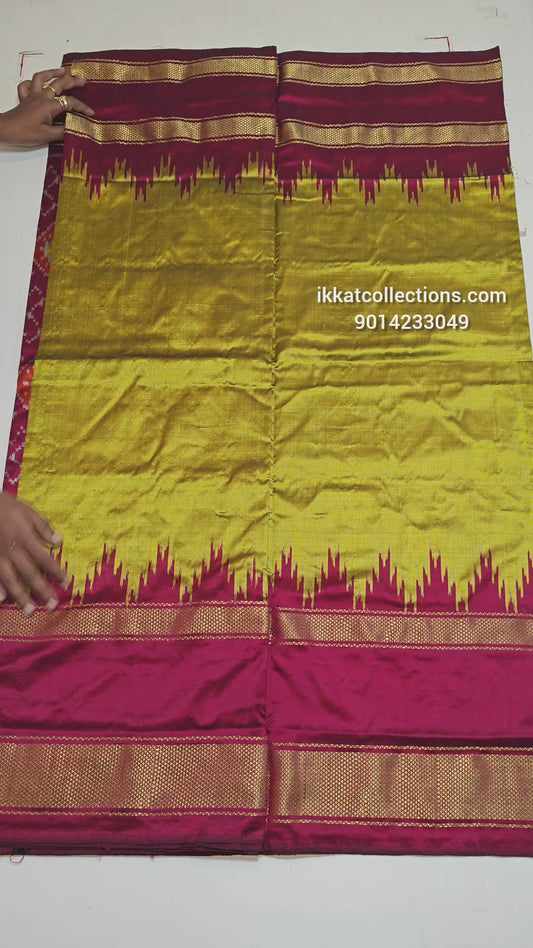 Ikkat Pochampally Handloom Pure Silk Saree with Pallu & Blouse Ikkat Design – Double Warp | Silk Mark Certified