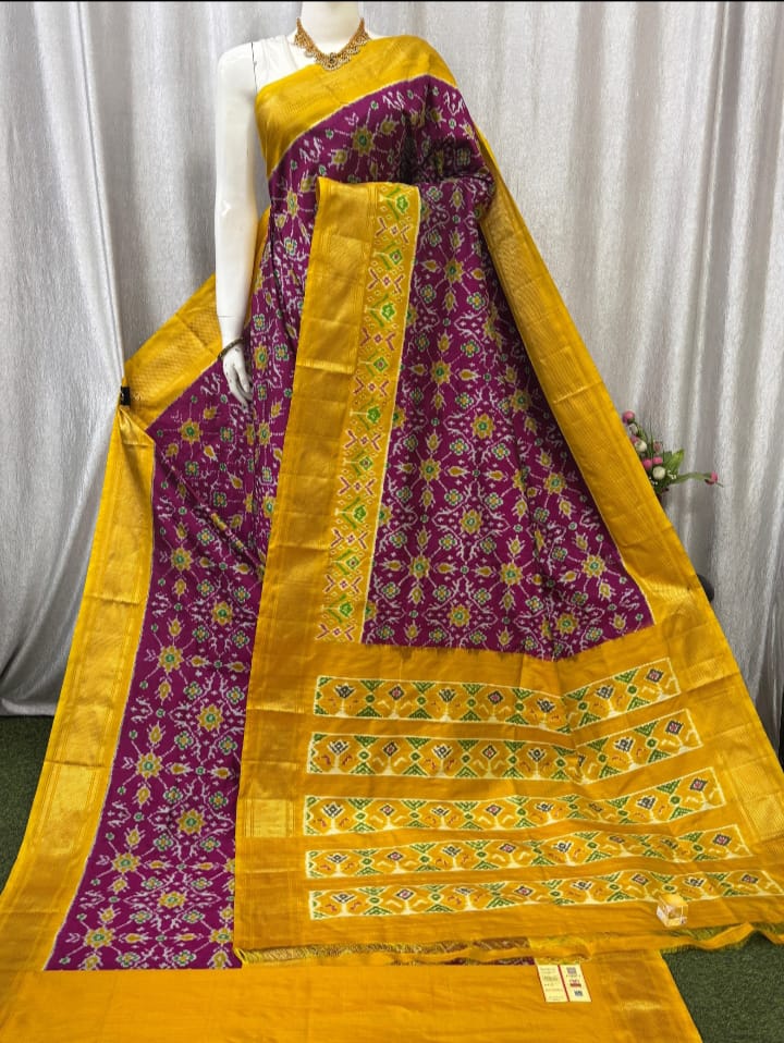 Ikkat Pochampally Handloom Pure Silk Saree with Blouse | Double Warp | Silk Mark Certified | PS2012
