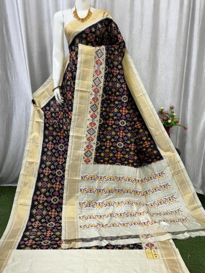 Ikkat Pochampally Handloom Pure Silk Saree with Blouse | Double Warp | Silk Mark Certified | PS2007