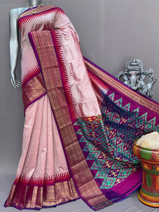 Ikkat Pochampally Handloom Pure Silk Saree with Blouse | Double Warp | Silk Mark Certified