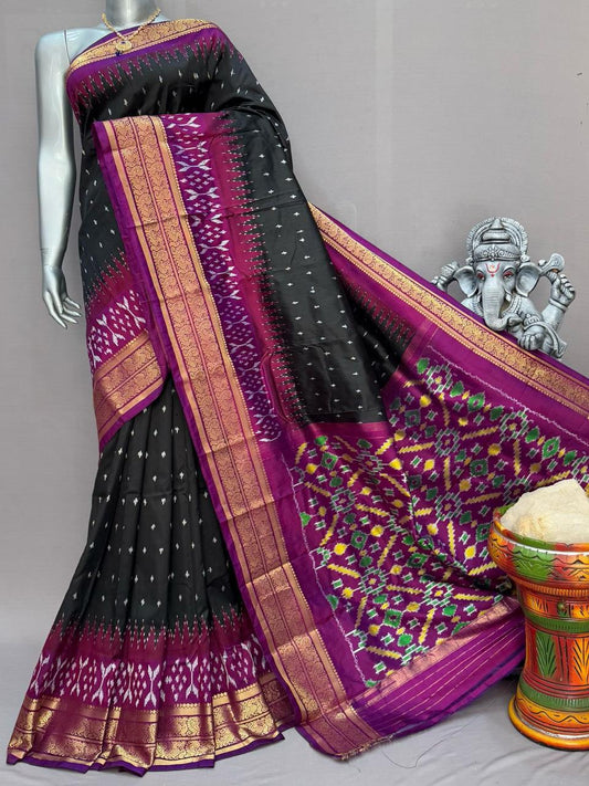 Ikkat Pochampally Handloom Pure Silk Saree with Blouse | Double Warp | Silk Mark Certified