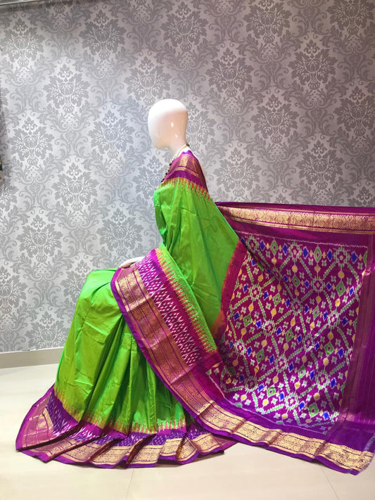Ikkat Pochampally Handloom Pure Silk Saree with Blouse | Double Warp | Silk Mark Certified