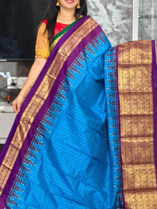 Ikkat Pochampally Handloom Pure Silk Saree with Blouse | Double Warp | Silk Mark Certified