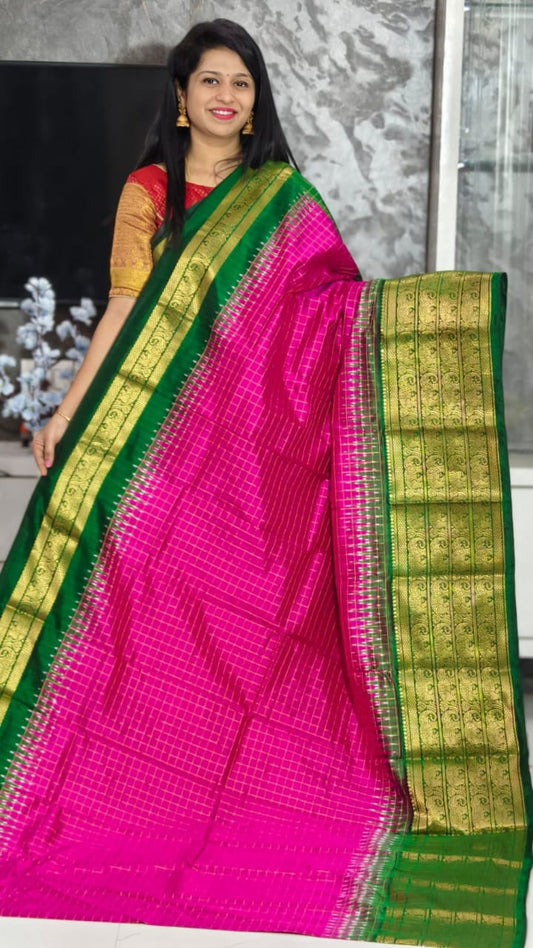 Ikkat Pochampally Handloom Pure Silk Saree with Blouse | Double Warp | Silk Mark Certified