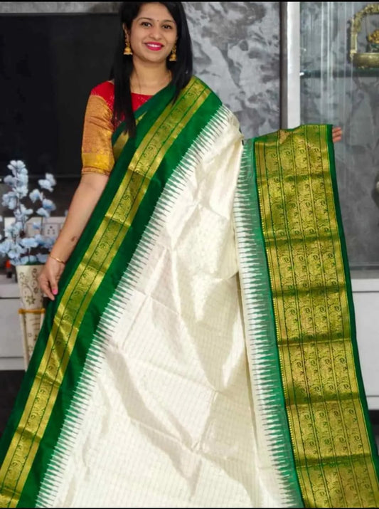 Ikkat Pochampally Handloom Pure Silk Saree with Blouse | Double Warp | Silk Mark Certified