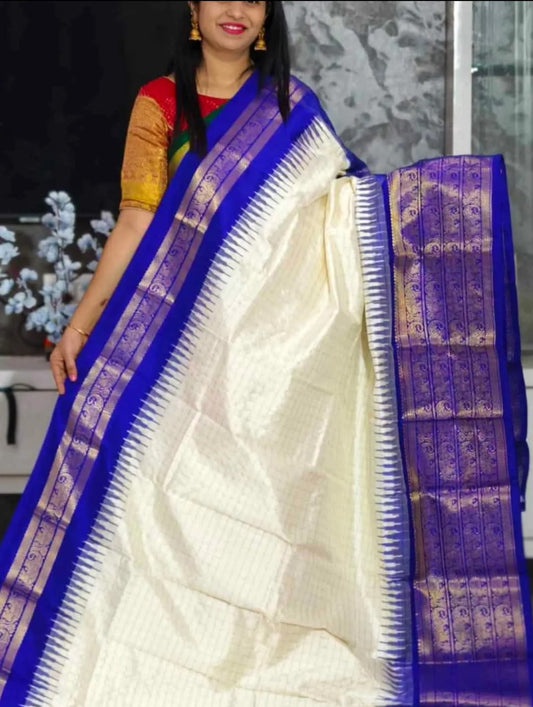 Ikkat Pochampally Handloom Pure Silk Saree with Blouse | Double Warp | Silk Mark Certified