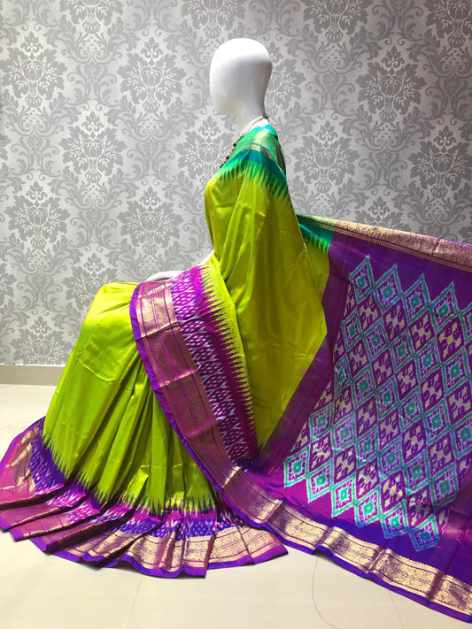 Ikkat Pochampally Handloom Pure Silk Saree with Blouse | Double Warp | Silk Mark Certified