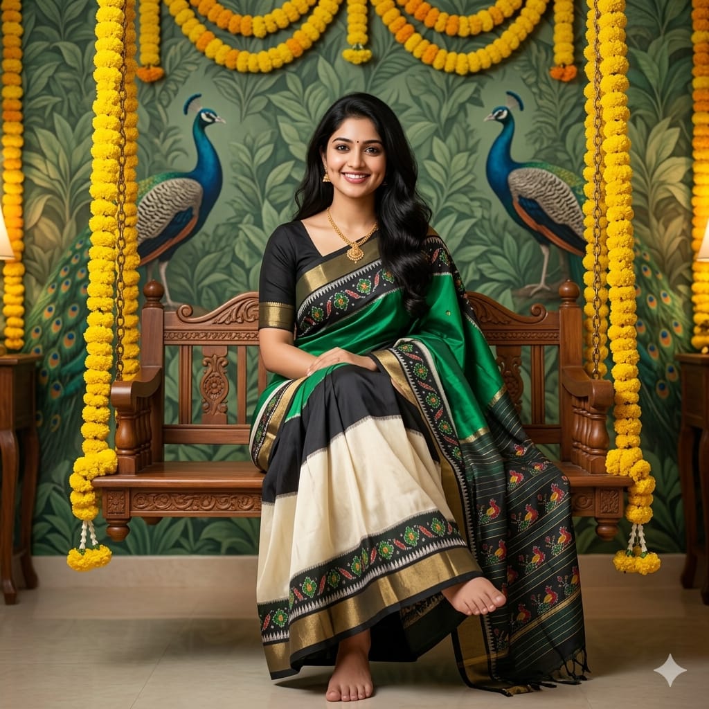 Ikkat Pochampally Handloom Pure Silk Saree with Blouse | Double Warp | Silk Mark Certified