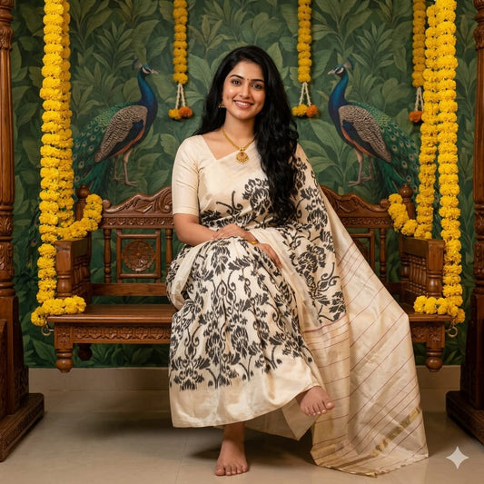 Ikkat Pochampally Handloom Pure Silk Saree with Blouse | Double Warp | Silk Mark Certified