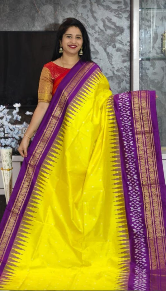 Ikkat Pochampally Handloom Pure Silk Saree with Blouse | Double Warp | Silk Mark Certified