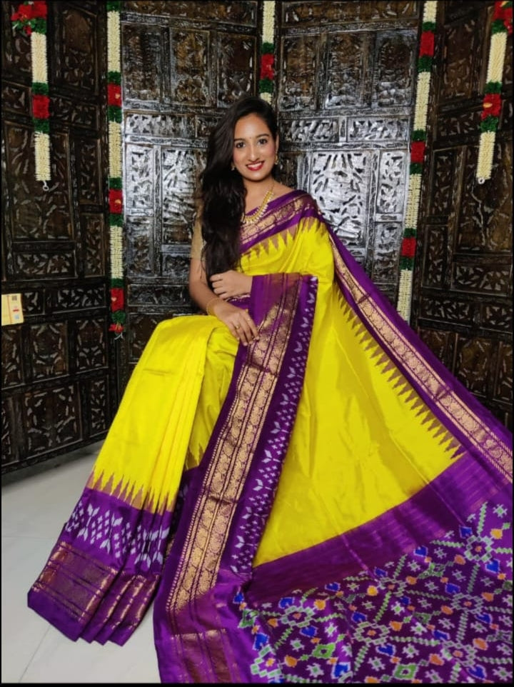 Ikkat Pochampally Handloom Pure Silk Saree with Blouse | Double Warp | Silk Mark Certified