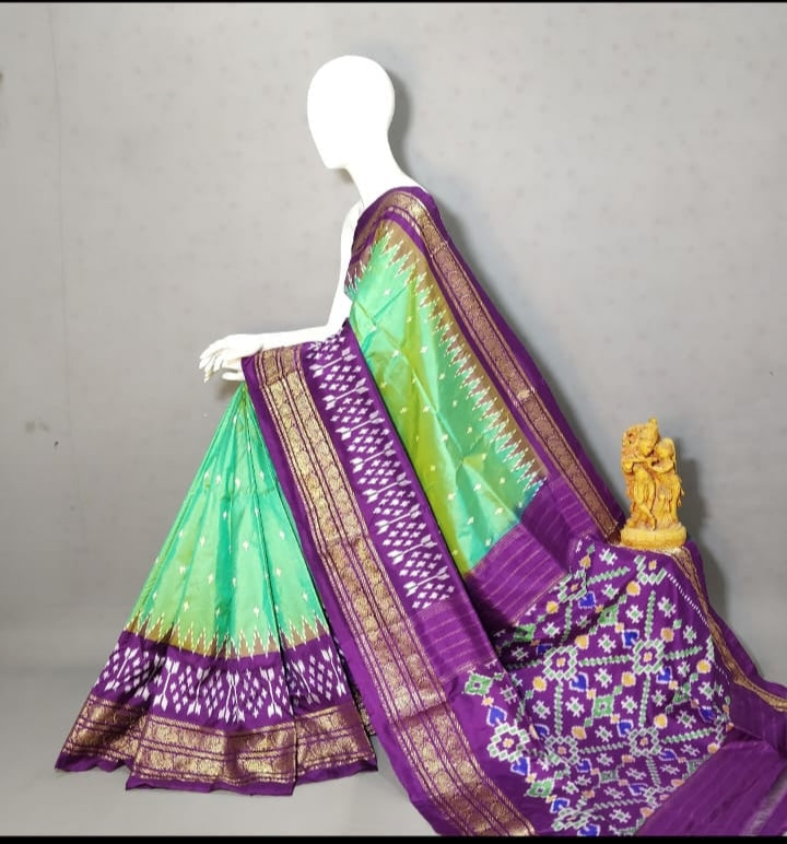 Ikkat Pochampally Handloom Pure Silk Saree with Blouse | Double Warp | Silk Mark Certified