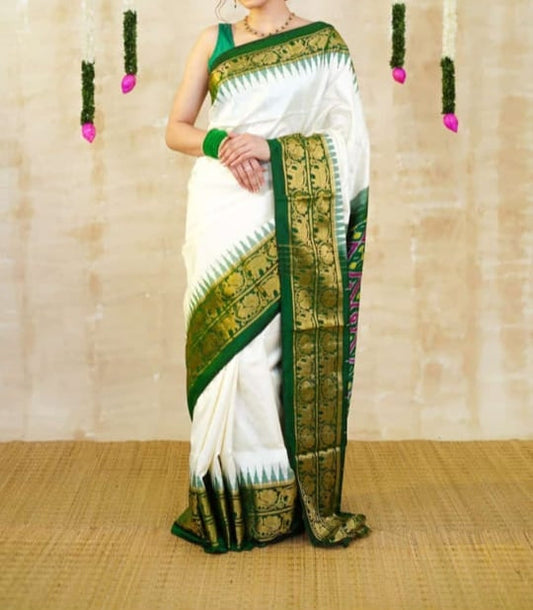 Ikkat Pochampally Handloom Pure Silk Saree with Blouse | Double Warp | Silk Mark Certified
