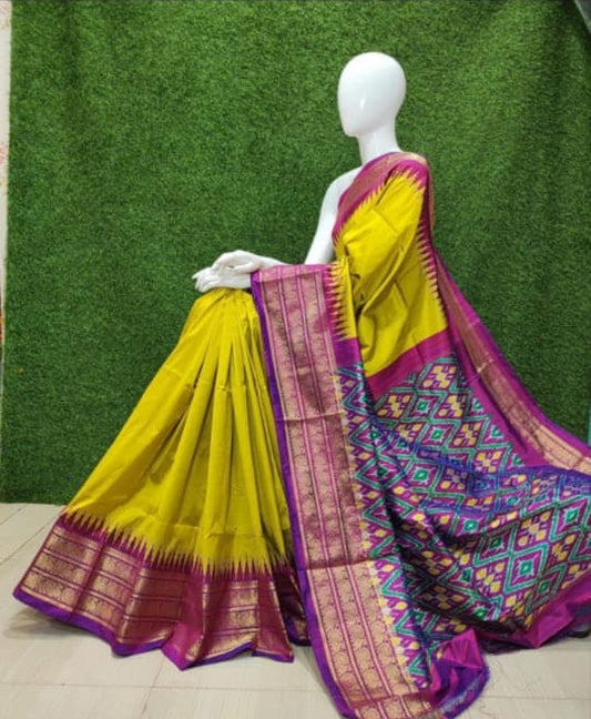 Ikkat Pochampally Handloom Pure Silk Saree with Blouse | Double Warp | Silk Mark Certified