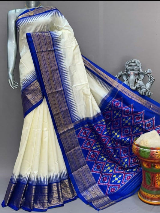 Ikkat Pochampally Handloom Pure Silk Saree with Blouse | Double Warp | Silk Mark Certified