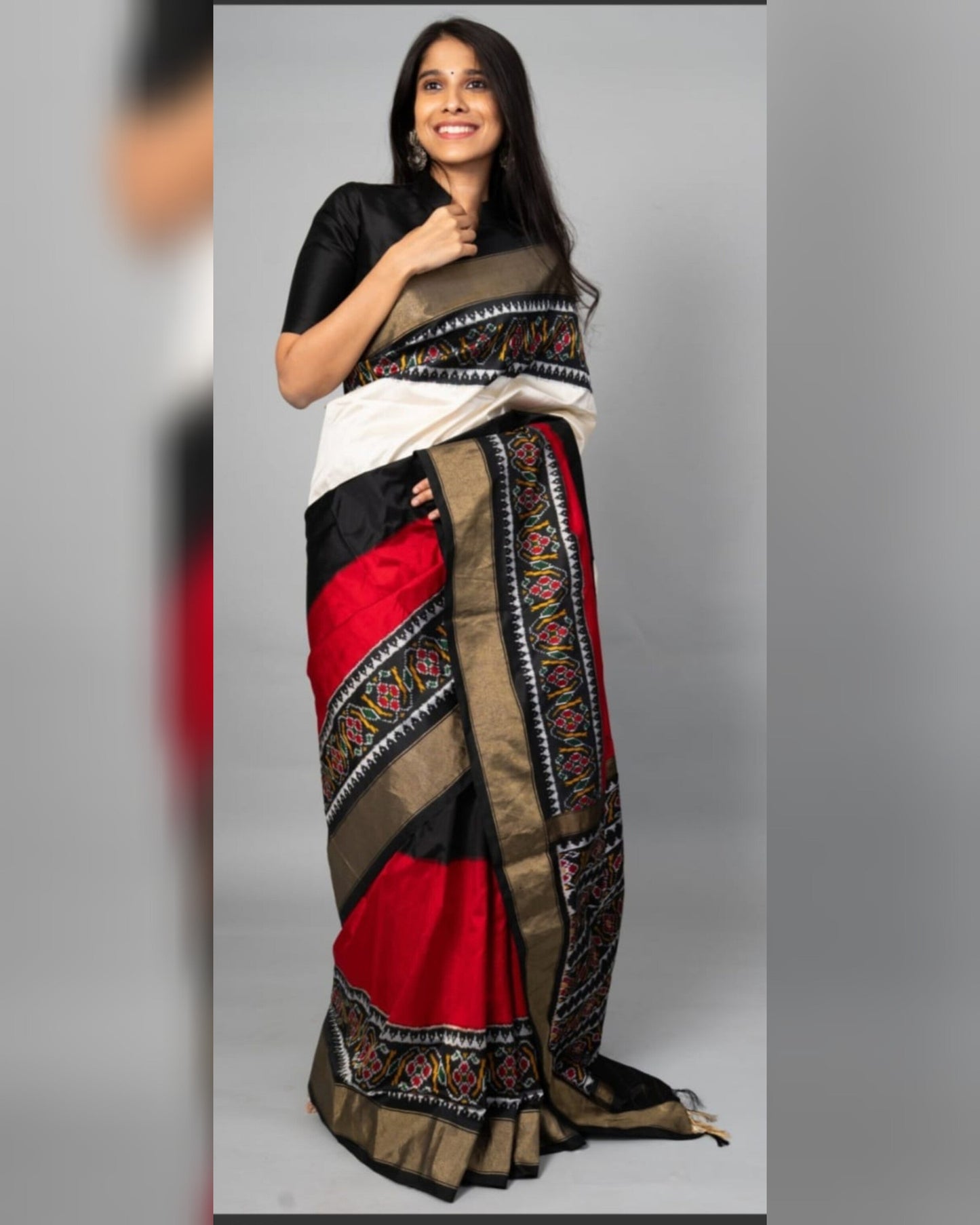 Ikkat Pochampally Handloom Pure Silk Saree with Blouse | Double Warp | Silk Mark Certified