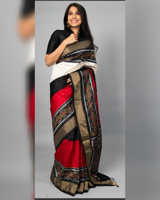 Ikkat Pochampally Handloom Pure Silk Saree with Blouse | Double Warp | Silk Mark Certified