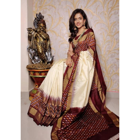Ikkat Pochampally Handloom Pure Silk Saree with Blouse | Double Warp | Silk Mark Certified