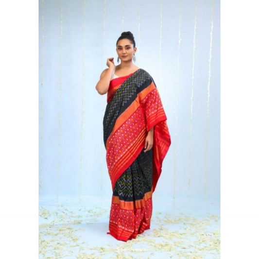 Ikkat Pochampally Handloom Pure Silk Saree with Blouse | Double Warp | Silk Mark Certified