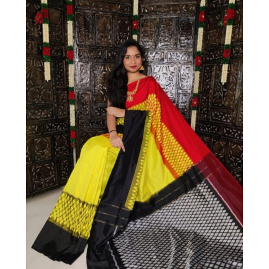 Ikkat Pochampally Handloom Pure Silk Saree with Blouse | Double Warp | Silk Mark Certified