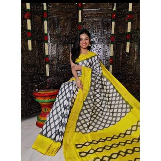 Ikkat Pochampally Handloom Pure Silk Saree with Blouse | Double Warp | Silk Mark Certified