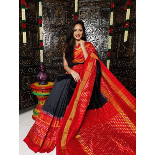 Ikkat Pochampally Handloom Pure Silk Saree with Blouse | Double Warp | Silk Mark Certified