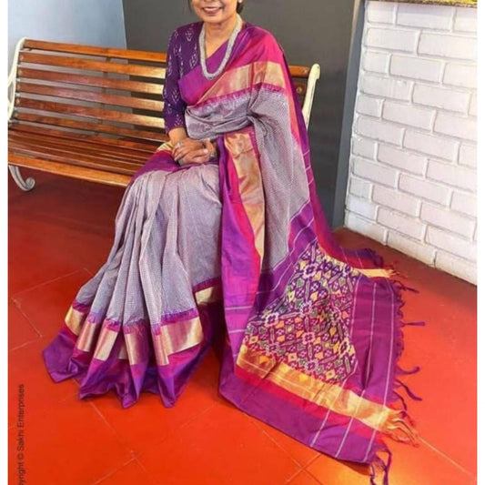 Ikkat Pochampally Handloom Pure Silk Saree with Blouse | Double Warp | Silk Mark Certified