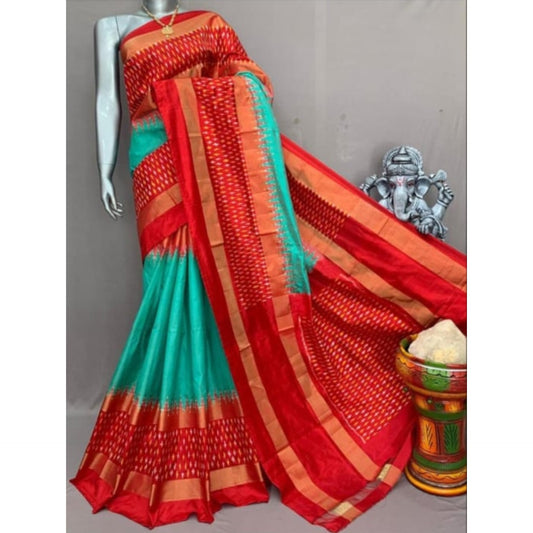 Ikkat Pochampally Handloom Pure Silk Saree with Blouse | Double Warp | Silk Mark Certified