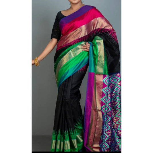 Ikkat Pochampally Handloom Pure Silk Saree with Blouse | Double Warp | Silk Mark Certified
