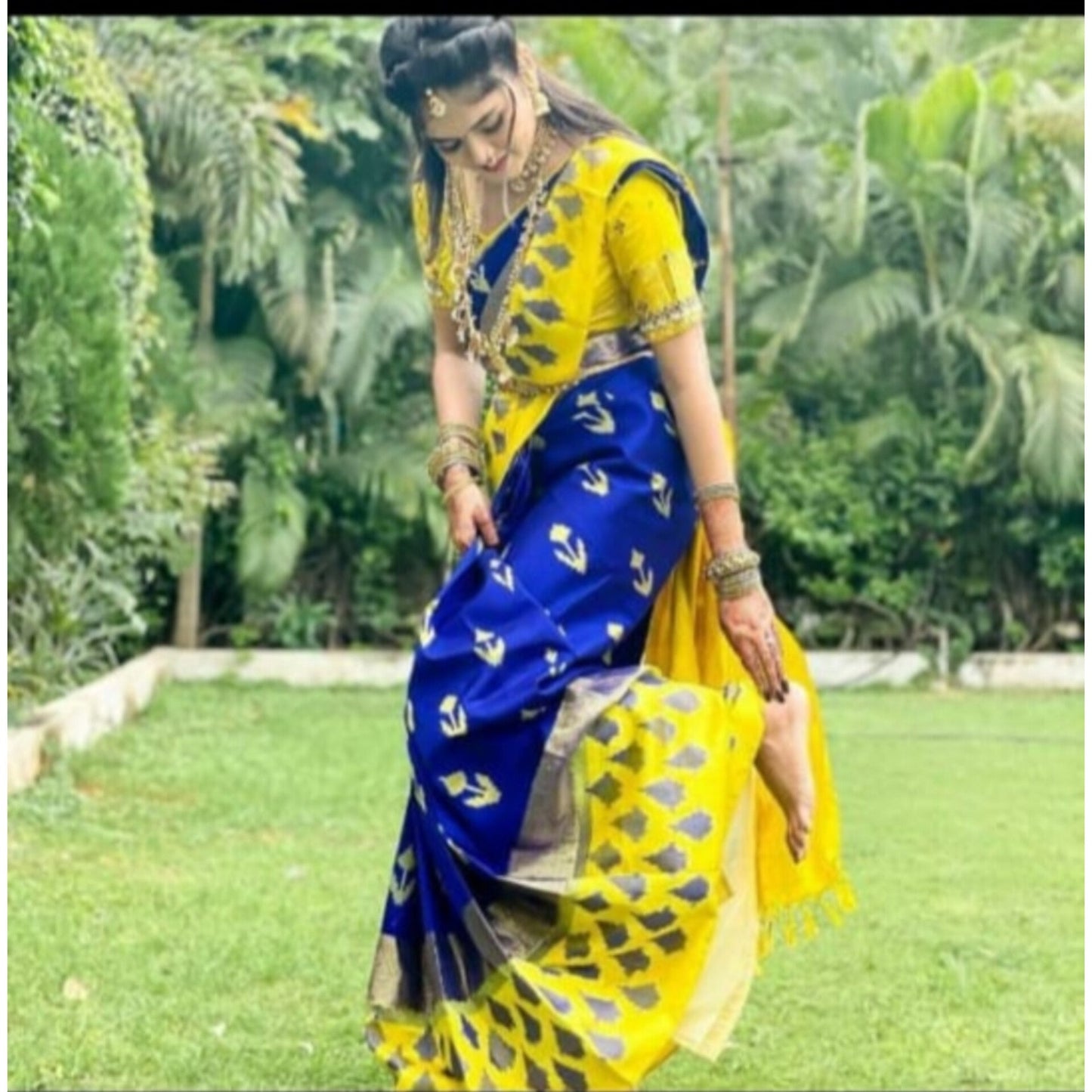 Ikkat Pochampally Handloom Pure Silk Saree with Blouse | Double Warp | Silk Mark Certified