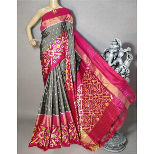 Ikkat Pochampally Handloom Pure Silk Saree with Blouse | Double Warp | Silk Mark Certified