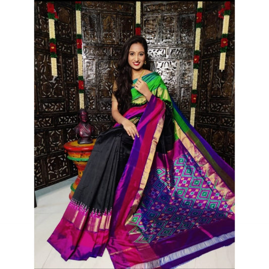 Ikkat Pochampally Handloom Pure Silk Saree with Blouse | Double Warp | Silk Mark Certified