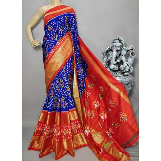 Ikkat Pochampally Handloom Pure Silk Saree with Blouse | Double Warp | Silk Mark Certified
