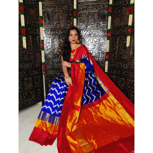 Ikkat Pochampally Handloom Pure Silk Saree with Blouse | Double Warp | Silk Mark Certified