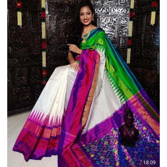 Ikkat Pochampally Handloom Pure Silk Saree with Blouse | Double Warp | Silk Mark Certified