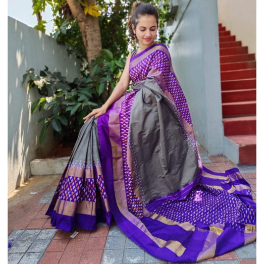 Ikkat Pochampally Handloom Pure Silk Saree with Blouse | Double Warp | Silk Mark Certified