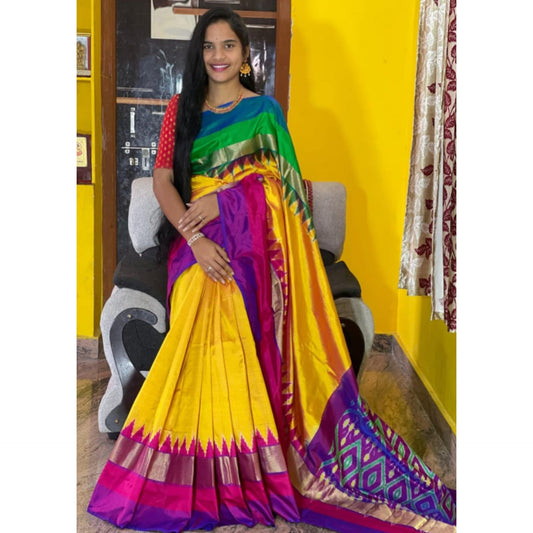 Ikkat Pochampally Handloom Pure Silk Saree with Blouse | Double Warp | Silk Mark Certified