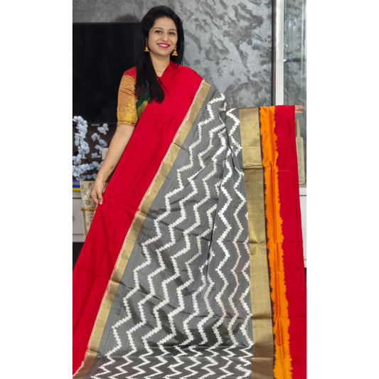Ikkat Pochampally Handloom Pure Silk Saree with Blouse | Double Warp | Silk Mark Certified