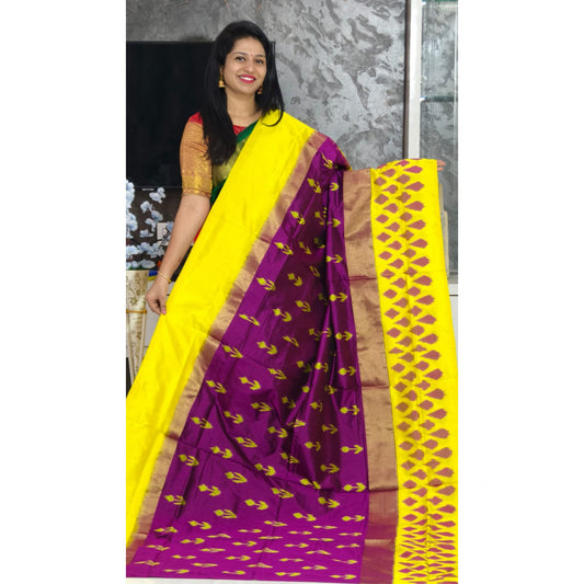 Ikkat Pochampally Handloom Pure Silk Saree with Blouse | Double Warp | Silk Mark Certified