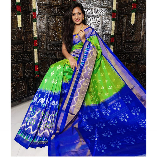 Ikkat Pochampally Handloom Pure Silk Saree with Blouse | Double Warp | Silk Mark Certified