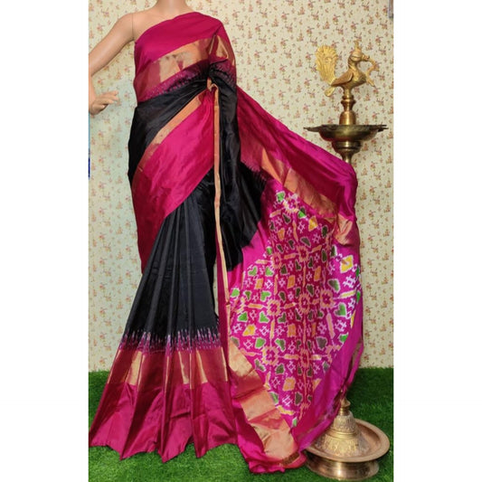 Ikkat Pochampally Handloom Pure Silk Saree with Blouse | Double Warp | Silk Mark Certified