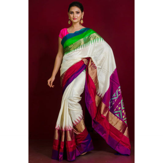 Ikkat Pochampally Handloom Pure Silk Saree with Blouse | Double Warp | Silk Mark Certified