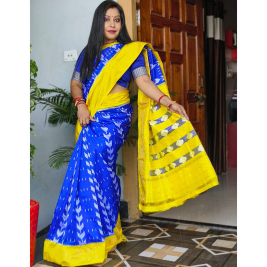 Ikkat Pochampally Handloom Pure Silk Saree with Blouse | Double Warp | Silk Mark Certified