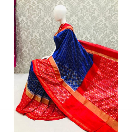 Ikkat Pochampally Handloom Pure Silk Saree with Blouse | Double Warp | Silk Mark Certified