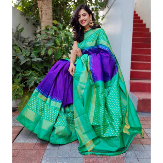 Ikkat Pochampally Handloom Pure Silk Saree with Blouse | Double Warp | Silk Mark Certified