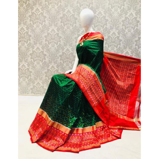 Ikkat Pochampally Handloom Pure Silk Saree with Blouse | Double Warp | Silk Mark Certified